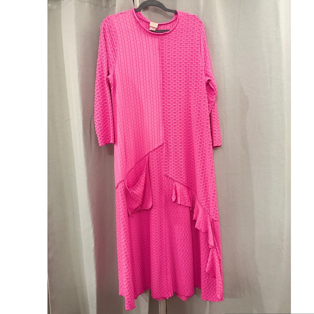 Zadie B’s Hot Pink Maxi Dress with Ruffle Panel